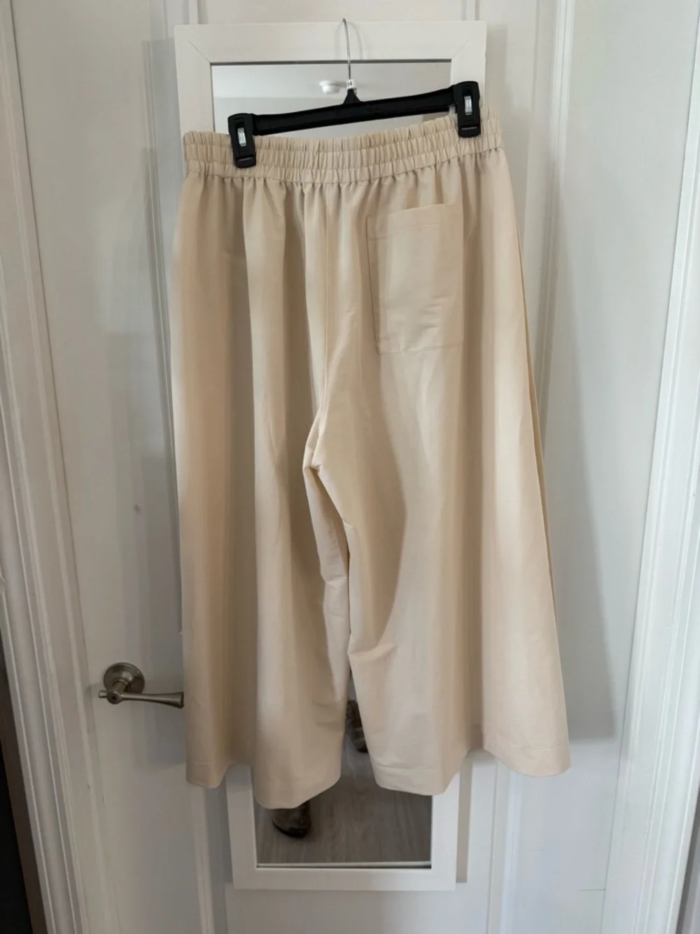 COS Beige Wide Leg Cropped Pants – Elastic Waist Minimalist Chic - Picture 5 of 6